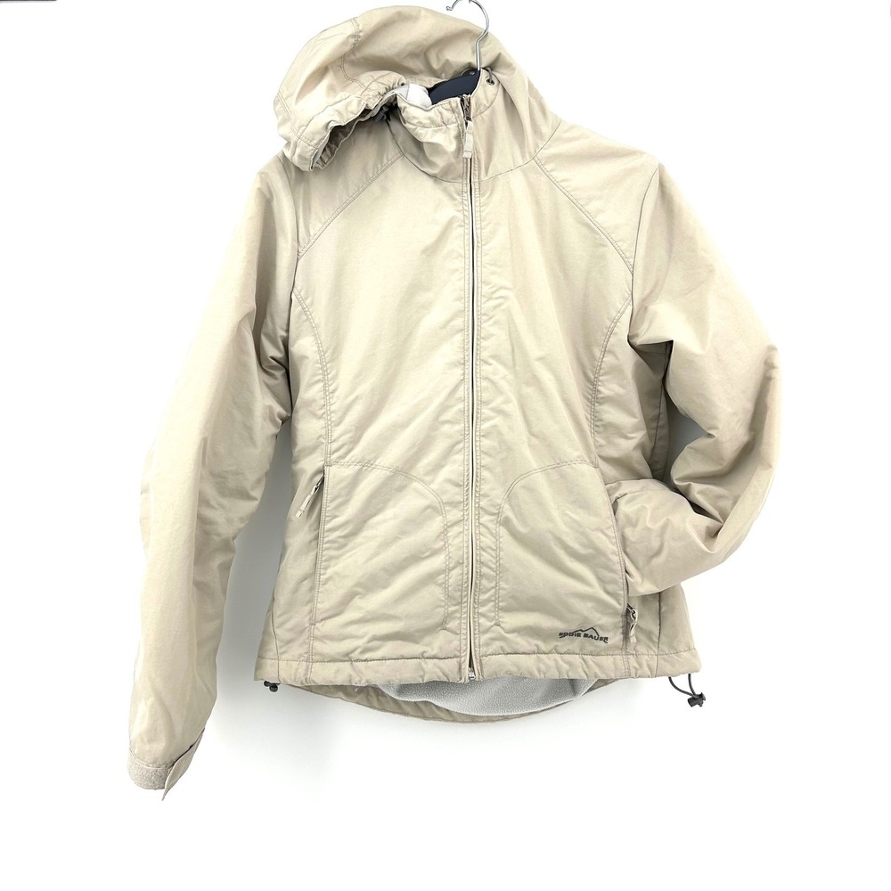 Eddie Bauer Womens small Hooded Jacket Fleece Lined Zip‎ Winter Coat Thermore